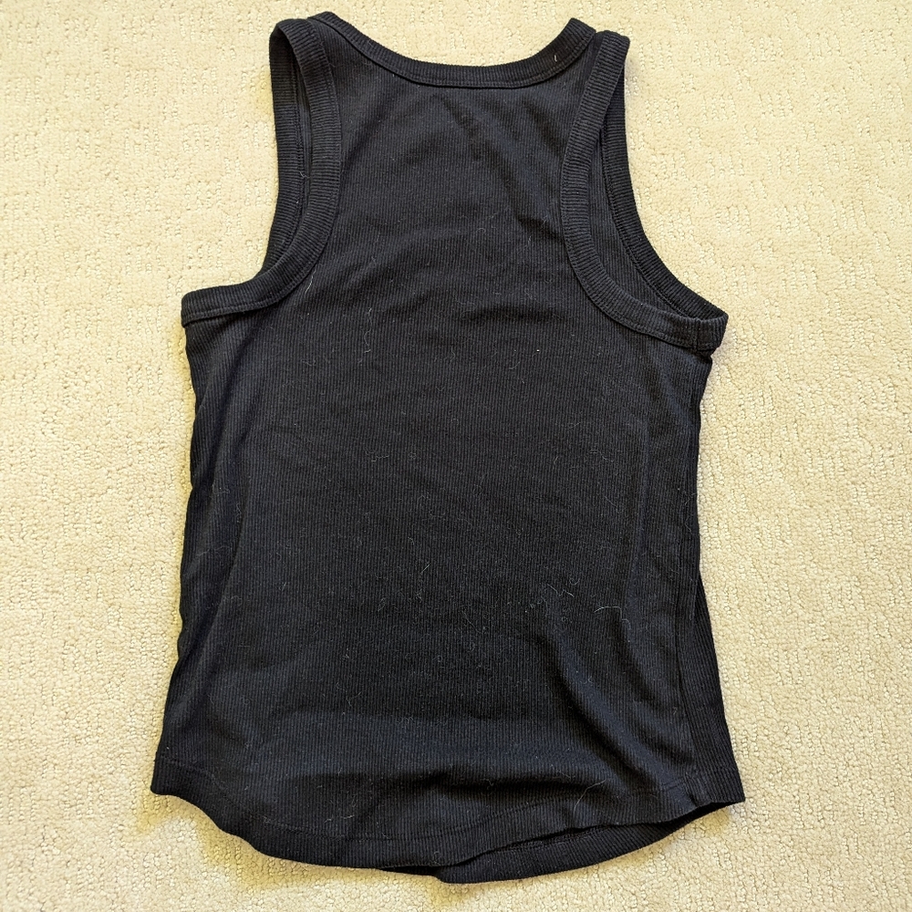 Ribbed black high neck tank